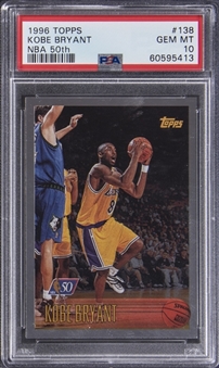 1996-97 Topps "NBA 50th Anniversary" #138 Kobe Bryant Rookie Card - PSA GEM MT 10